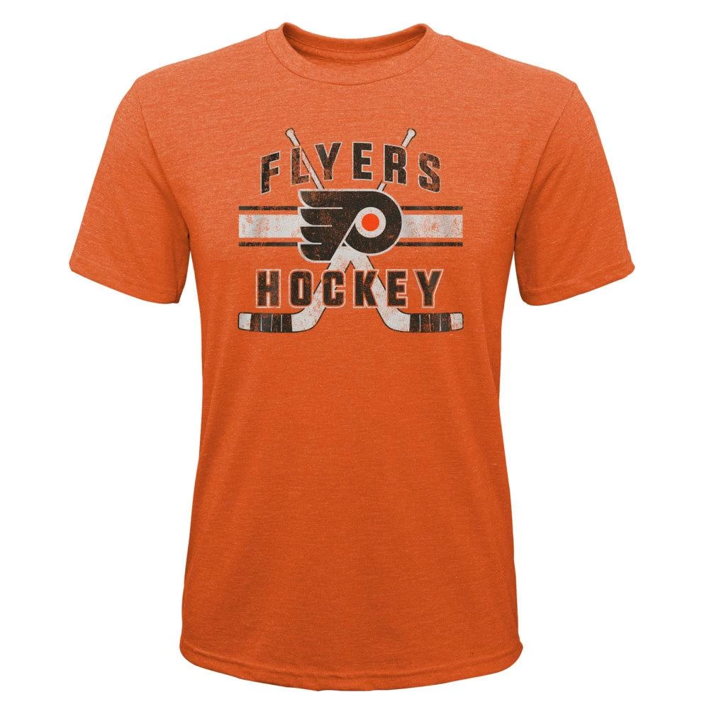 Outerstuff Super Stripe Short Sleeve Tri Blend Tee Shirt – Philadelphia Flyers - Youth
